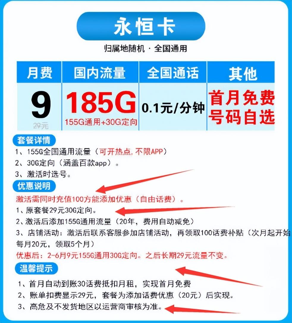 中国电信“永恒卡”：29元185G流量，流量20年有效，你会心动吗？