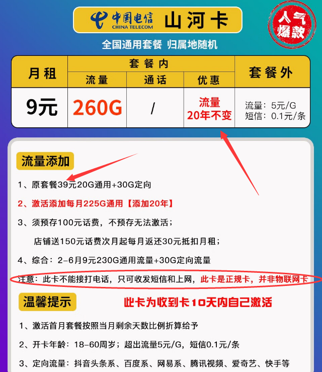 中国电信出招，260G流量仅需9元月租，你敢信？网友：这也太好了